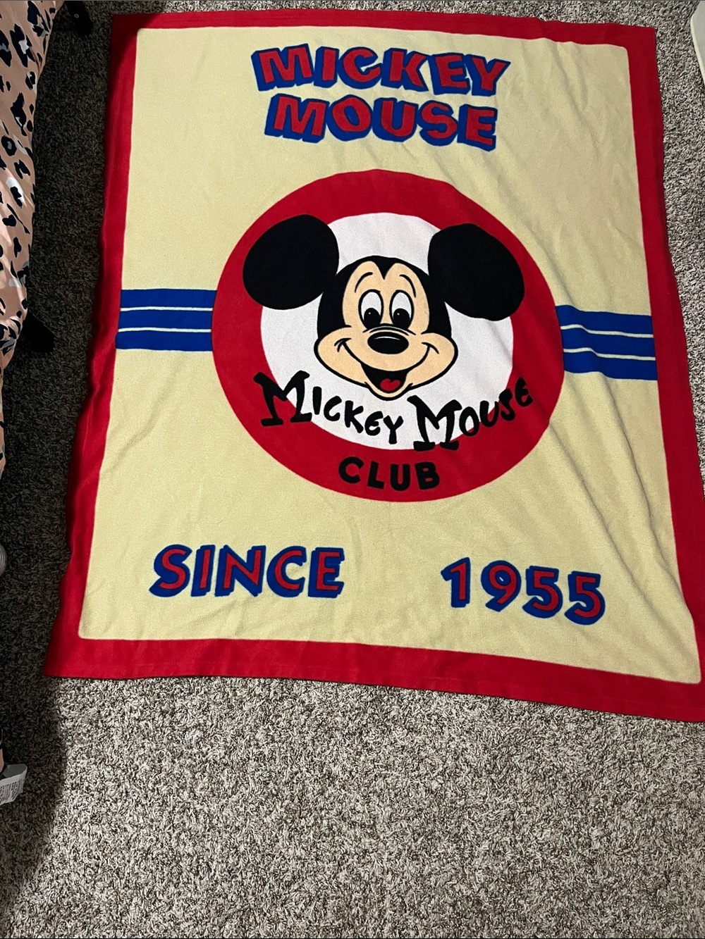 Disney Store Fleece Blanket in Red and Cream